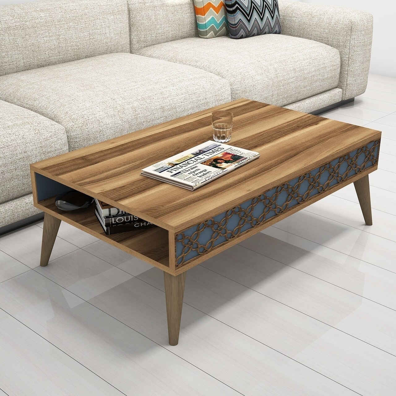 Masuta de cafea City Walnut, Hommy Craft, 105x60x37 cm, aluna/calcedonie - imagine 5